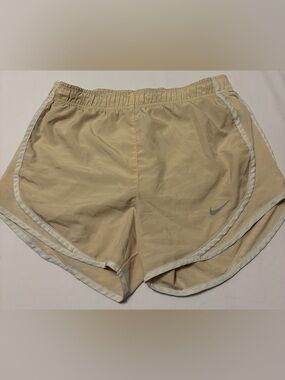 Nike Women's Beige Athletic Running Shorts with White Trim